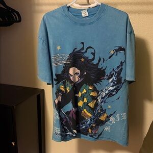 RIP Fitness Blue Anime Graphic Tee - Demon Slayer Inspired